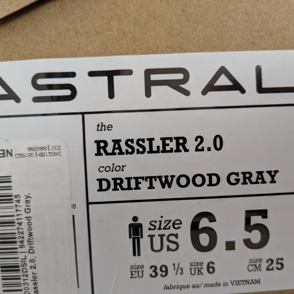 Astral Rassler 2.0 Water Shoes Driftwood Gray Men\'s 6.5 Women\'s 8 NEW Box main image 4